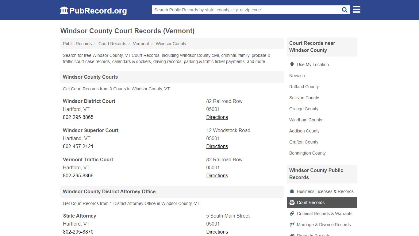 Free Windsor County Court Records (Vermont Court Records) - PubRecord.org