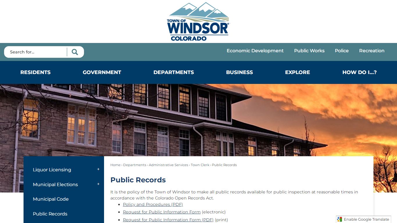 Public Records | Windsor, CO - Official Website