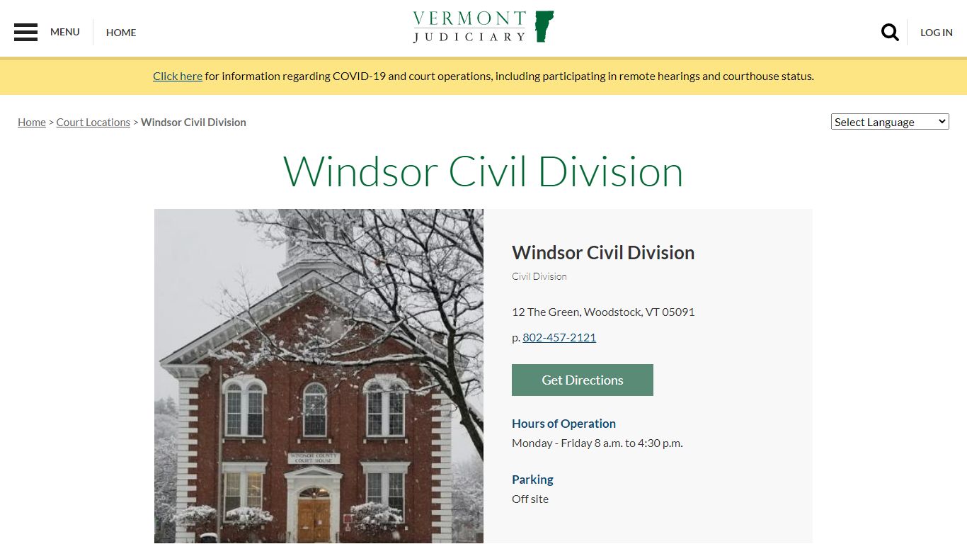 Windsor Civil Division | Vermont Judiciary